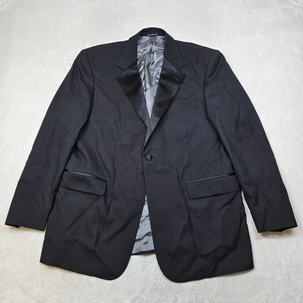 Stafford Tuxedo Suit Mens 42R 2 Piece Pants 36x28 Black‎ Wool Classic Fit
